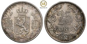 25 øre 1896 Oscar II. Kv.0/01