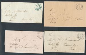 OPPLAND 7 ufrankerte brev, alle stemplet "LILLEHAMMER" mellom 1855 og 1868