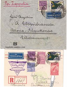 MOTIV: ZEPPELIN 2 brev, begge med brasliansk frankering. Se bilder av begge sider