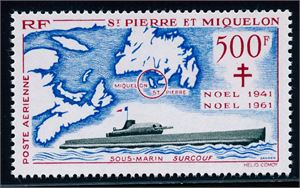ST. PIERRE & MIQUELON. 396 ** 1962. 500 fr. luftpost. Pent merke  (€150)