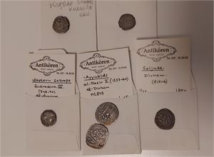 OTTOMANSKA RIKET parti sex identifierade silvermynt, inropade på gamla auktioner.