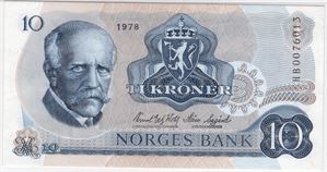 10 kroner 1978 HB erstatningsseddel. Kv.0