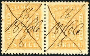 6. 2 skill i horisontalt par, hvert merke er anert med håndskrevet dato 16/8 1866".