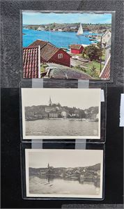 GRIMSTAD 5 ubrukte småformat (Oppi 46 og 27). Medfølger et storformat "BREKKESTØ" postsendt til Sverige i 1967