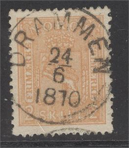 NK 12 prakt DRAMMEN 24-6-1870 på 2 skill 2.   Minidel av st. i nedre kant.   PENT !