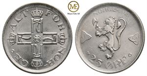 25 øre 1918 Haakon VII. Kv.0