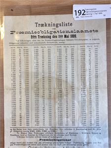 Trekningsliste for Præmieobligasjonslaanets trekning 1. mai 1899