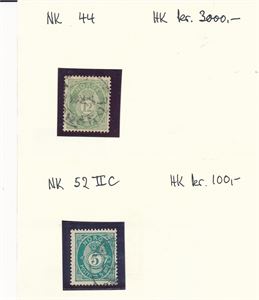 Nk 44 o. Del av omvendt stempel "TRONDHJEM". (Hk 3000). Medfølger Nk 52 IIc (Hk 100)