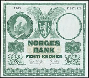 50 kroner 1963, serie E.4474920. 2