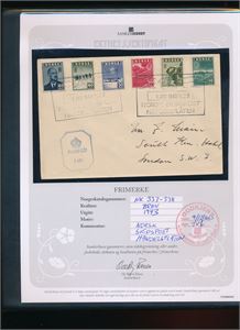 NORSK SKIPSPOST HANDELSFLÅTEN Brev til London stemplet "1 - JAN 1943 - 2" i mappe fra Samlerhuset