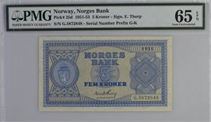 5 kroner 1951 G, PMG 65 EPQ Gem UNC