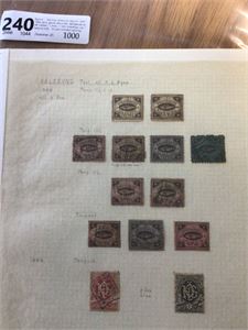 Bypost - Samling Aalesund Bypost 1880-1884 på 4 gamle albumark  Bestående av 48 merker, 1 brev, 1 stor brevklipp og 1 helpost (UB).   En pen montert samling.