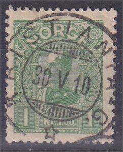 NK 89, 1 kr. Haakon pent stemplet Kristiania G 30-5-10