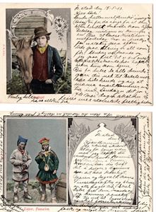 Postkort Skydsgutt og Lapper Finmark.