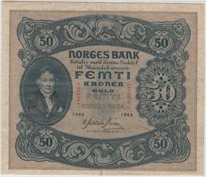50 kroner 1943 C.80364447. Kv.1+