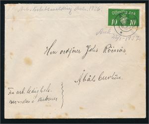 Bruksbrev stemplet kph "ÅBÅL". (Grad 8). Brukt 1937, noen flekker