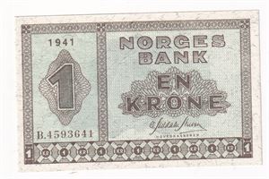 1 kroner 1941 B.4593641, kvalitet 0