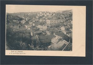 PARTI AF ARENDAL (PMD) Viser Vestregate og Byens skole. Ubrukt