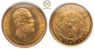 20 kroner 1902 Oscar II. MS.67. Kv.0