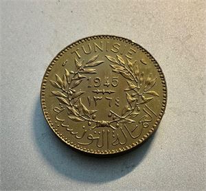 Tunis - 2 Francs 1945 Piedfort (dbl.tykkelse) 104 preget