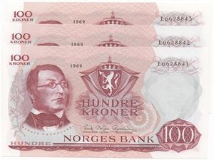 100 kroner 1969 L.6628841-43. Kv.0