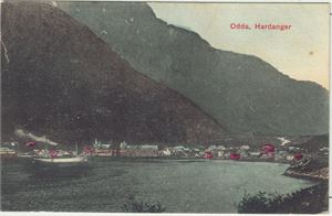 ODDA, kolorert kort brukt i 1905.