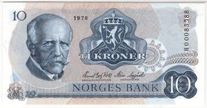 10 kroner 1978 HO erstatningsseddel. Kv.0