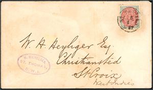 6. DWI. Three letters, all franked with 3 cents. Two with stamps from print 3 (one of these with inverted frame) and one with stamps from the 5.th print. (10.500,-).