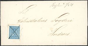 14. 4 skill 4 på brevomslag, anert med blekkryss, og ved siden håndskrevet "Bygland 8/2 71" .