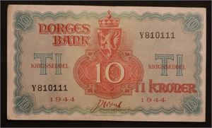 10 kroner 1944 Y. Kv.1+