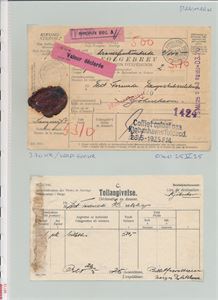 FØLGEBREV - TIL DANMARK Verdipakke "KRISTIANIA 1925" med tollangivelse