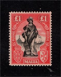 MALTA 1922 SG 140**, 1 £ rödkarmin mnh. (/SG £ 110++)