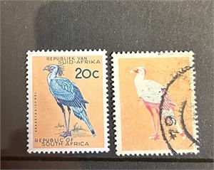 SOUTH AFRICA xx 20c sekretærfugl + variant? med manglende blåfarge. Ikke nevnt i SG