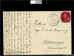 "706" (M/b Kvamsøy)  lux på Nk 145 på kort til Nederland. Sidestempel "INDRE SOGNS POSTEXP 7-VIII-38". Flott!