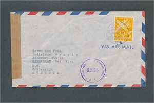 CURACAO Sensurbrev til Østerrike stemplet "CURACAO 19.8.47"