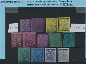 Drammen Bypost I nr. 22-28 (unntatt 5-øren) (verdi satt til kr. 2975 i 2005)