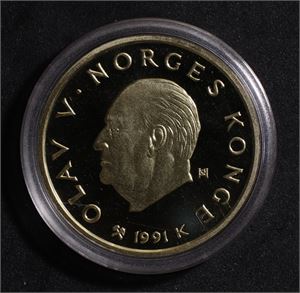1500 kroner 1991 Norge Proof Gull, rødøymannen