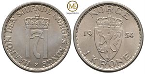 1 krone 1954 Haakon VII. Kv.0