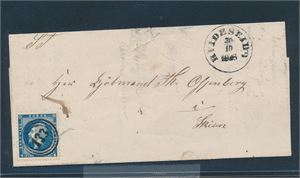 Nk 4 o. Brev med 3-rings "133" sidestemplet "HVIDESEID 19-10-1858?"