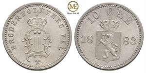 10 øre 1883 Oscar II. Kv.0