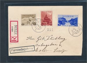 FDC Nk 217-19 Turist stemplet "OSLO" (Hk 1300)