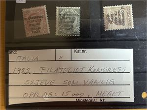ITALIA x Mi 153-4 og 156, 1922 Filatelistkongress, 3 verdier (€ 1450 for xx)