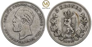 2 kroner 1897 Oscar II. Kv.1