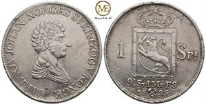 Speciedaler 1835 m/Stjerne. Carl XIV Johan Kv.1+