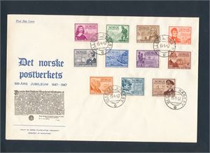 FDC Nk 359-69 Postjubileum på pen spesialkonvolutt stemplet "ULLEVÅL HAGEBY" (Hk 420)