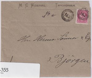 III-162 III-162 (Nordbanen) pent på brev med 10ø , Reklamekonv. Widerøe, Throndhjem