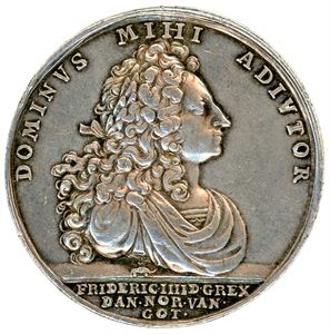 Christian VI, Frederik IV´s død 1730. Peter Berg/Meybusch. Sølv. 49mm. Galster 279/187. 1+