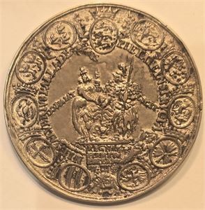 Christian IV, Kongens Kroning. Schwabe. Sølv. 52mm. Galvanokopi/copy. Galster 34. 1+
