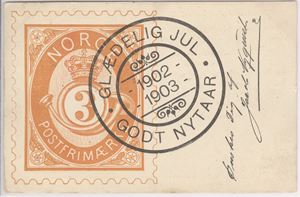 Glædelig jul/Godt nytaar 1902 - 1903, brukt