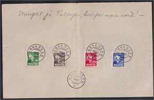 NK 185 - NK 188, Bjørnsson FDC på ark st. Orkanger 8-XII-32    (2300.-)